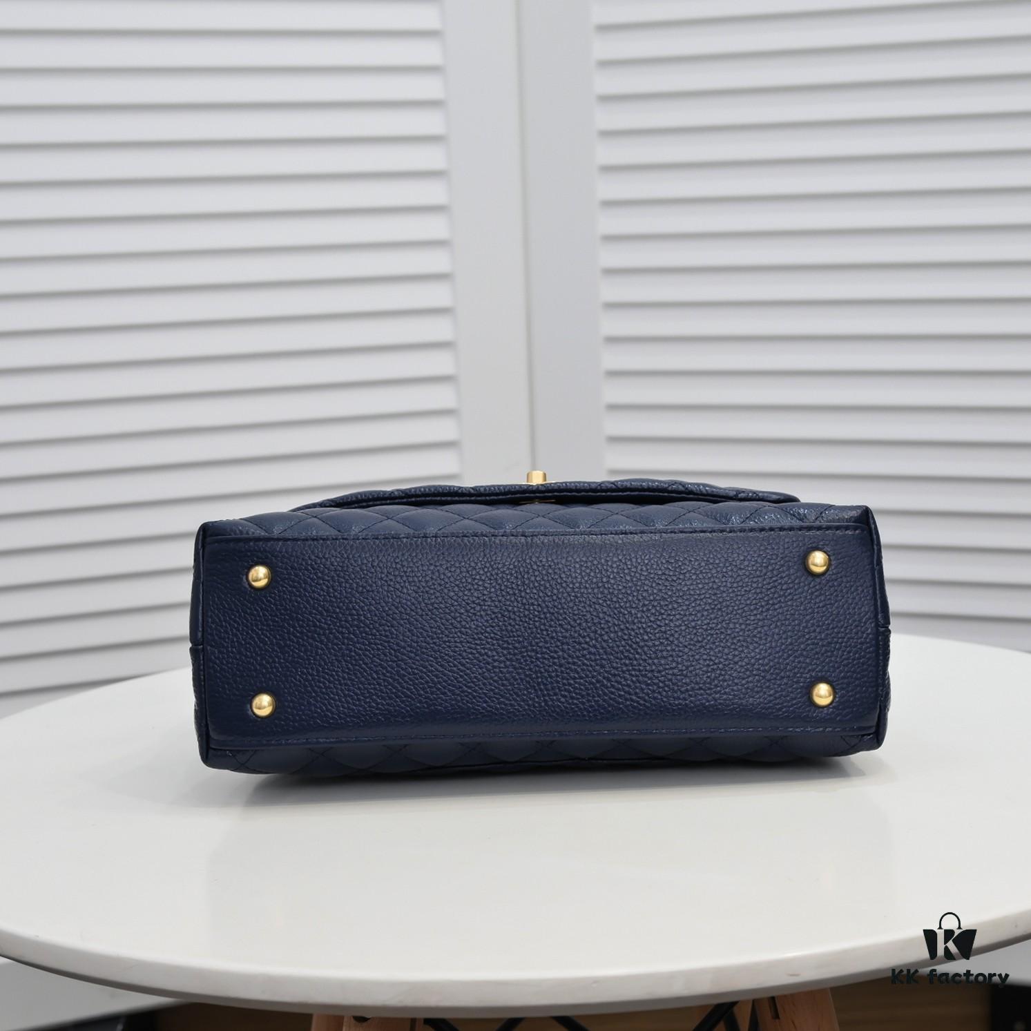 6930537bf09edb6de4c4efb5 Deep Blue with Red Accents Chanel-Style Flap Bag, Unique Design, Dual Shoulder and Handheld Wear, Imported Top Layer Cowhide, Lychee Texture, Upgraded Full Imported Gold-Tone Hardware, Master Craftsmanship