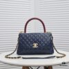 6930537bf09edb6de4c4efb6 Deep Blue with Red Accents Chanel-Style Flap Bag, Unique Design, Dual Shoulder and Handheld Wear, Imported Top Layer Cowhide, Lychee Texture, Upgraded Full Imported Gold-Tone Hardware, Master Craftsmanship