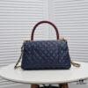 6930537ef09edb6de4c4efb9 Deep Blue with Red Accents Chanel-Style Flap Bag, Unique Design, Dual Shoulder and Handheld Wear, Imported Top Layer Cowhide, Lychee Texture, Upgraded Full Imported Gold-Tone Hardware, Master Craftsmanship