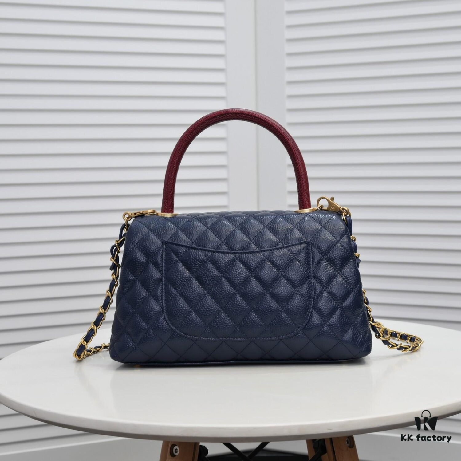 6930537ef09edb6de4c4efb9 Deep Blue with Red Accents Chanel-Style Flap Bag, Unique Design, Dual Shoulder and Handheld Wear, Imported Top Layer Cowhide, Lychee Texture, Upgraded Full Imported Gold-Tone Hardware, Master Craftsmanship