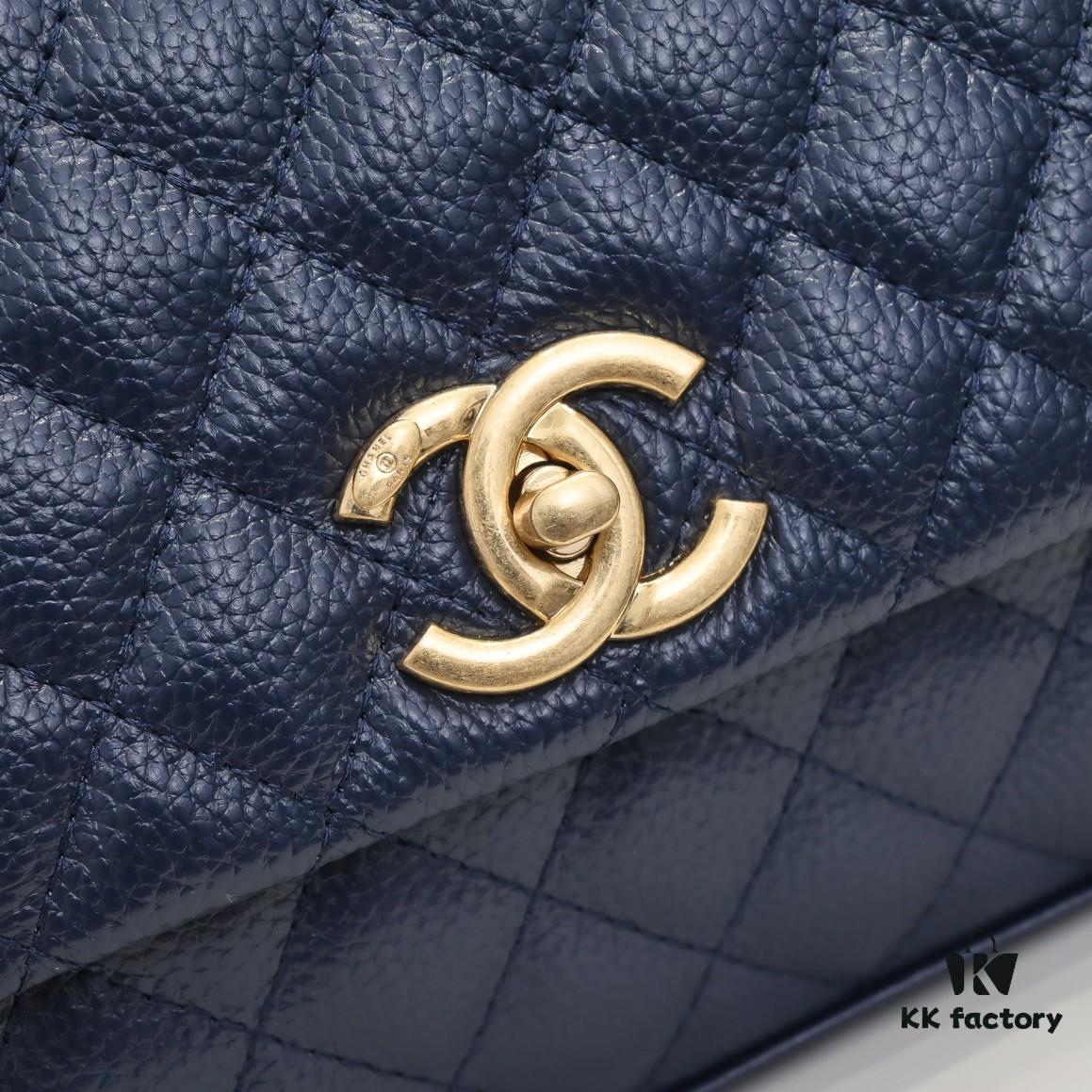 6930537ff09edb6de4c4efba Deep Blue with Red Accents Chanel-Style Flap Bag, Unique Design, Dual Shoulder and Handheld Wear, Imported Top Layer Cowhide, Lychee Texture, Upgraded Full Imported Gold-Tone Hardware, Master Craftsmanship