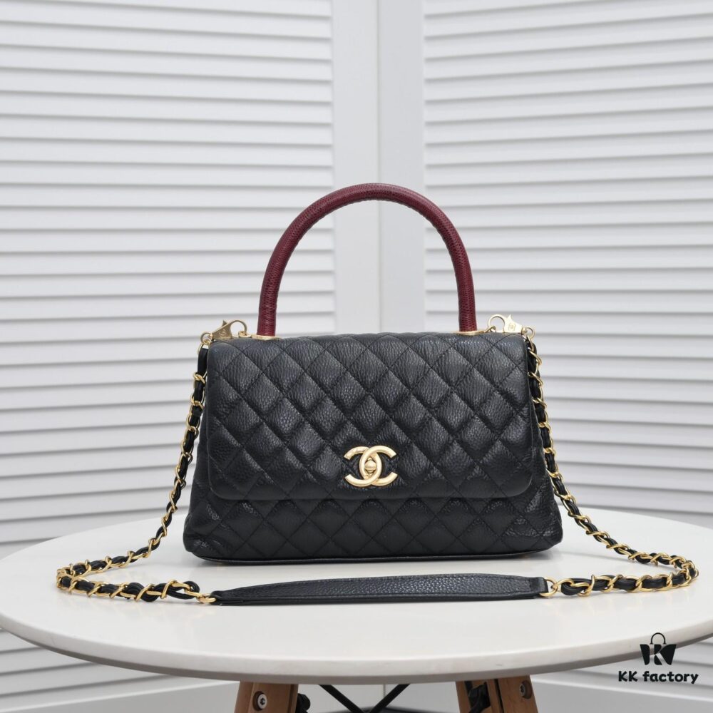 69305381f09edb6de4c4efbd Black and Red Hand-Exchanged Chanel - Unique Design Flap Bag for Shoulder or Handheld Use