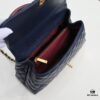 69305383f09edb6de4c4efc0 Deep Blue with Red Accents Chanel-Style Flap Bag, Unique Design, Dual Shoulder and Handheld Wear, Imported Top Layer Cowhide, Lychee Texture, Upgraded Full Imported Gold-Tone Hardware, Master Craftsmanship