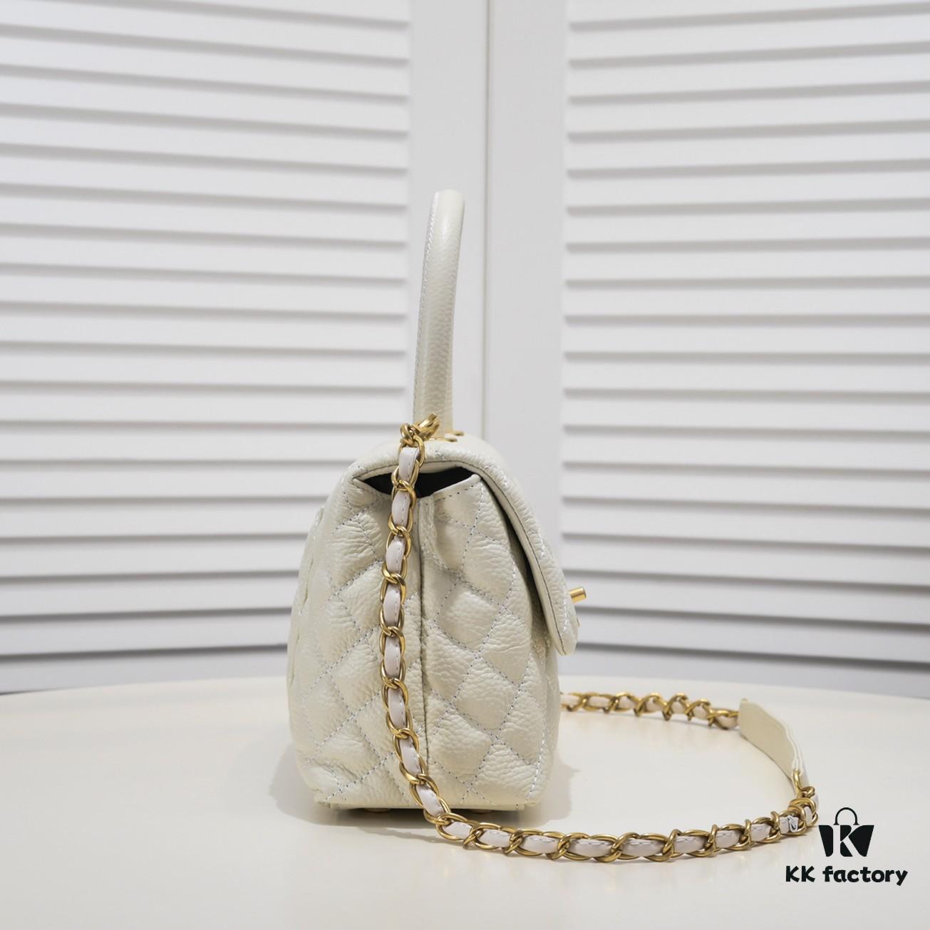 69305390f09edb6de4c4efd2 Medium White Chanel Flap Bag with Unique Design, Dual Carry Tote or Shoulder Style, Exquisite Craftsmanship