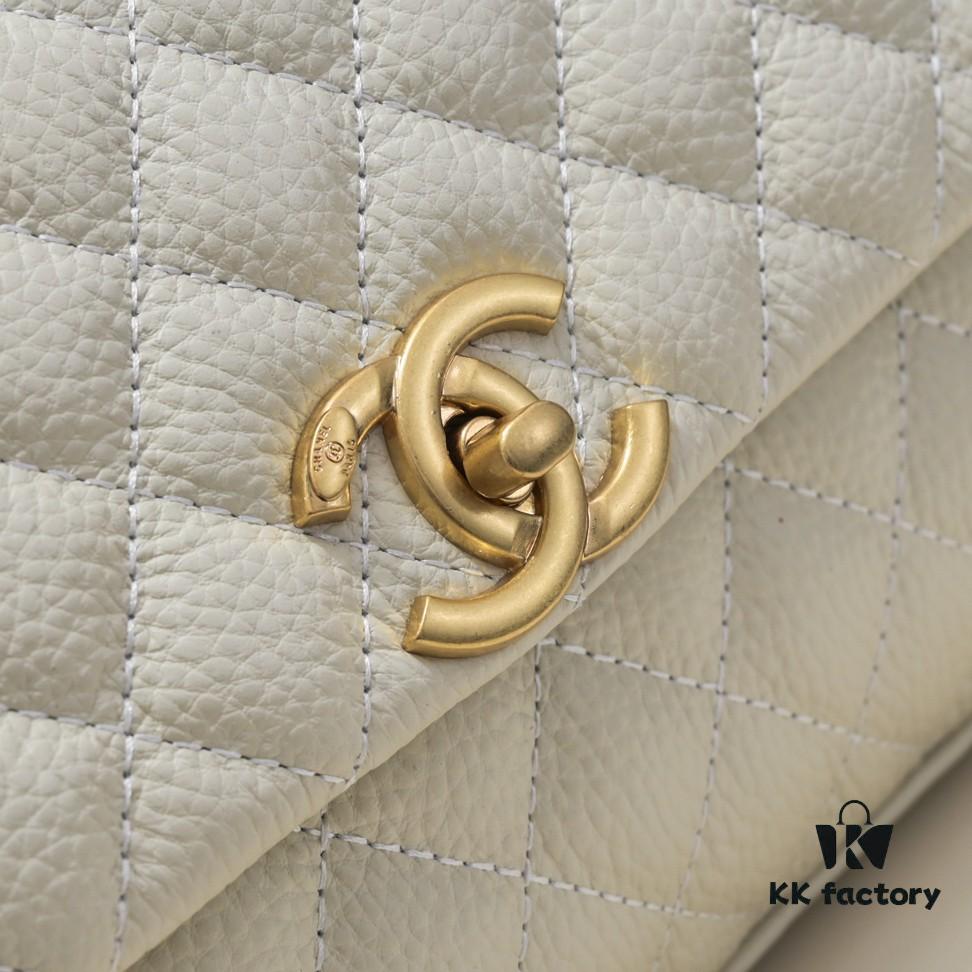 69305391f09edb6de4c4efd5 Medium White Chanel Flap Bag with Unique Design, Dual Carry Tote or Shoulder Style, Exquisite Craftsmanship