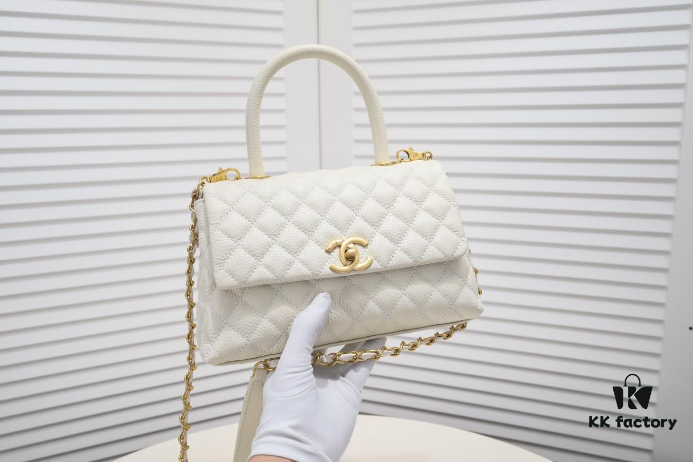 69305391f09edb6de4c4efd6 Medium White Chanel Flap Bag with Unique Design, Dual Carry Tote or Shoulder Style, Exquisite Craftsmanship
