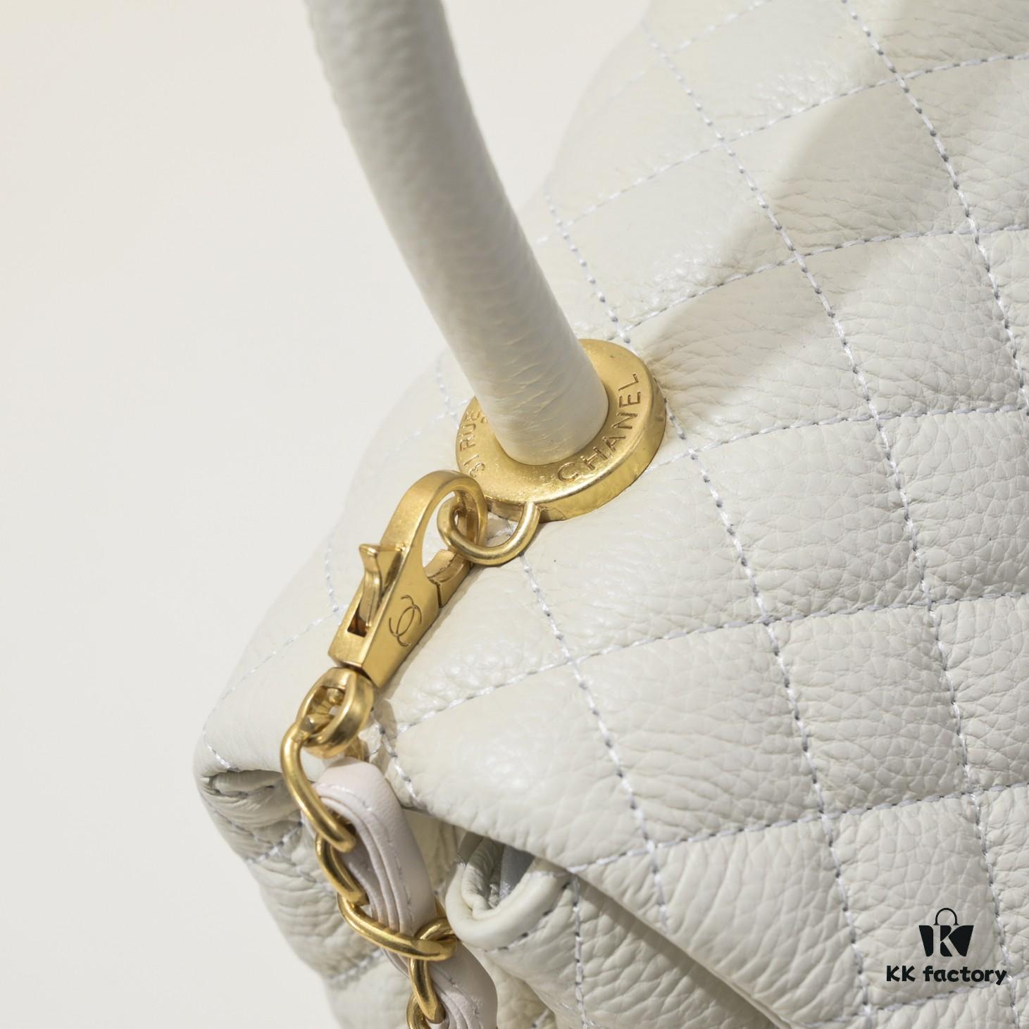 69305393f09edb6de4c4efd7 Medium White Chanel Flap Bag with Unique Design, Dual Carry Tote or Shoulder Style, Exquisite Craftsmanship