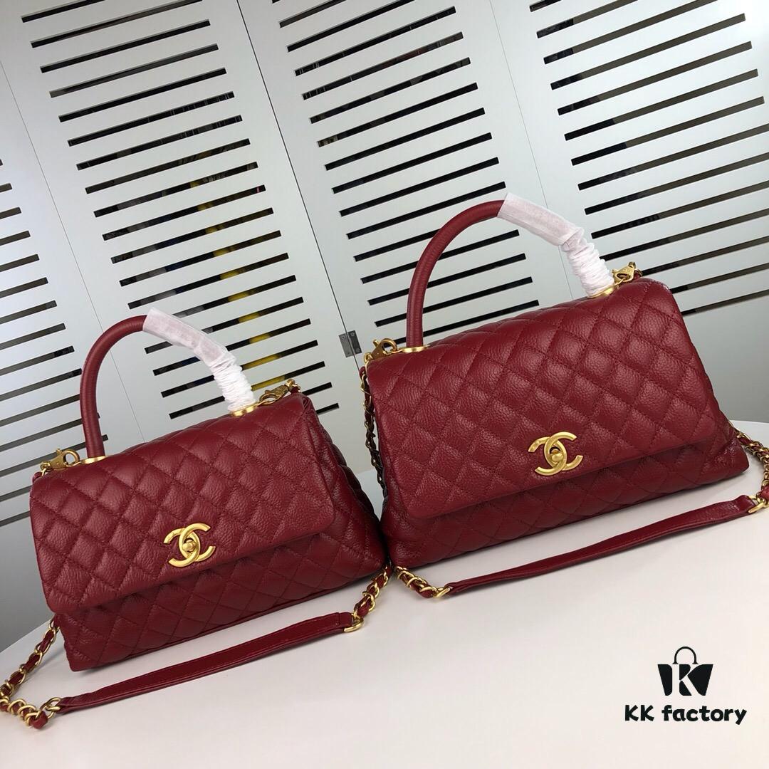 69305395f09edb6de4c4efd9 Medium Burgundy Chanel-Style Flap Bag with Unique Design, Dual Carry Tote or Shoulder, Imported Full-Grain Calfskin, Lychee Texture, Upgraded Gold-Tone Hardware, Handcrafted by Master Artisans