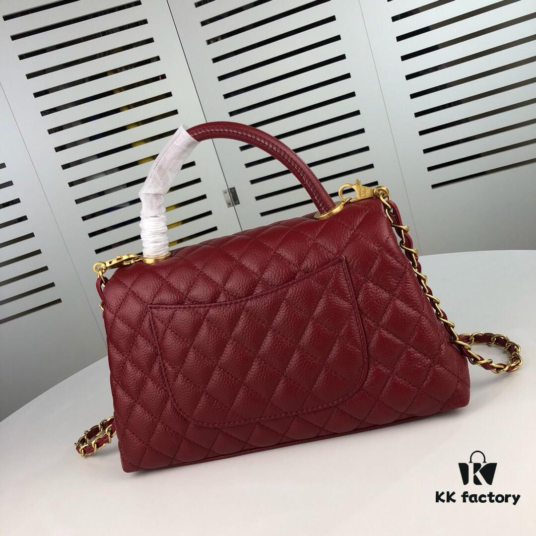 69305396f09edb6de4c4efda Medium Burgundy Chanel-Style Flap Bag with Unique Design, Dual Carry Tote or Shoulder, Imported Full-Grain Calfskin, Lychee Texture, Upgraded Gold-Tone Hardware, Handcrafted by Master Artisans