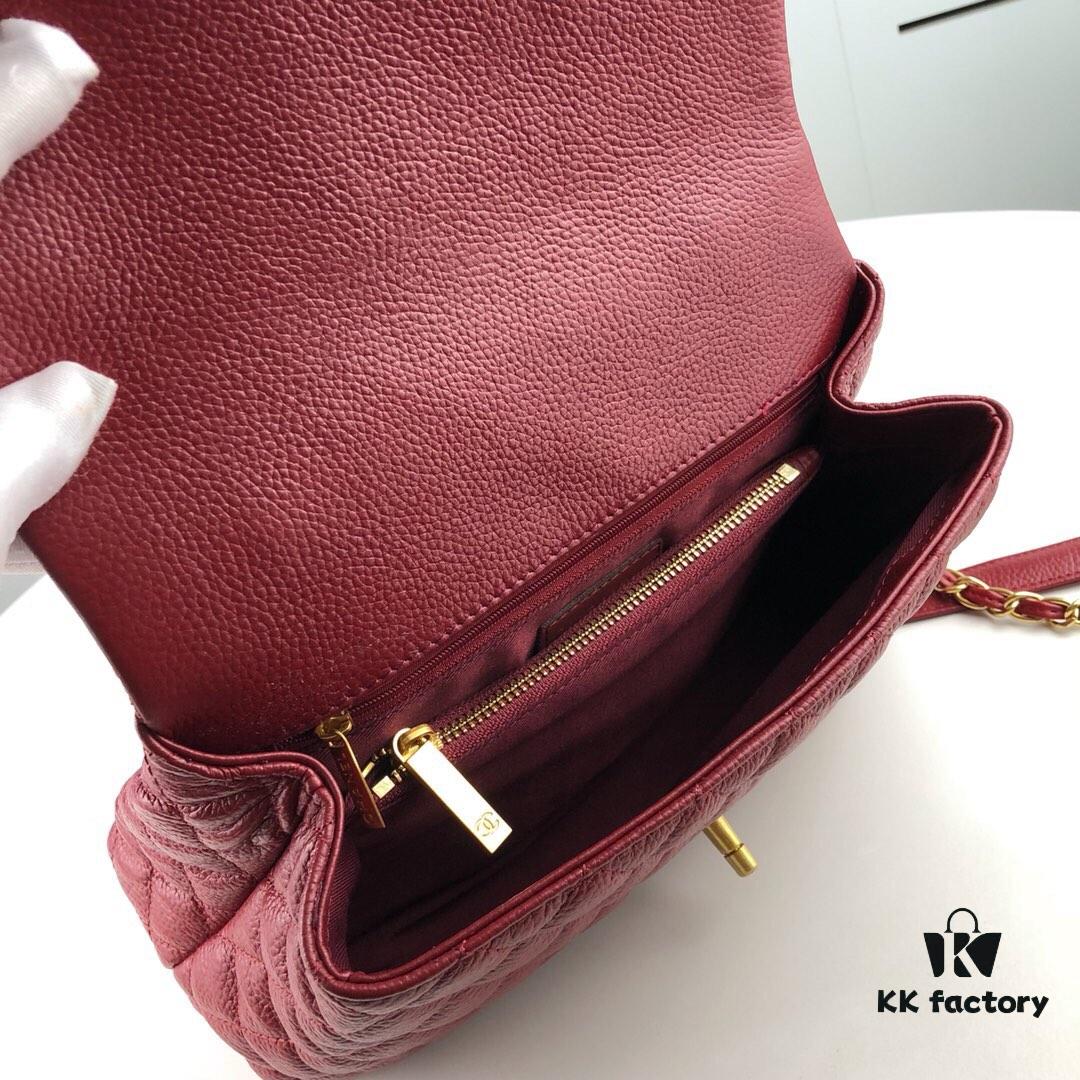 6930539cf09edb6de4c4efe2 Medium Burgundy Chanel-Style Flap Bag with Unique Design, Dual Carry Tote or Shoulder, Imported Full-Grain Calfskin, Lychee Texture, Upgraded Gold-Tone Hardware, Handcrafted by Master Artisans