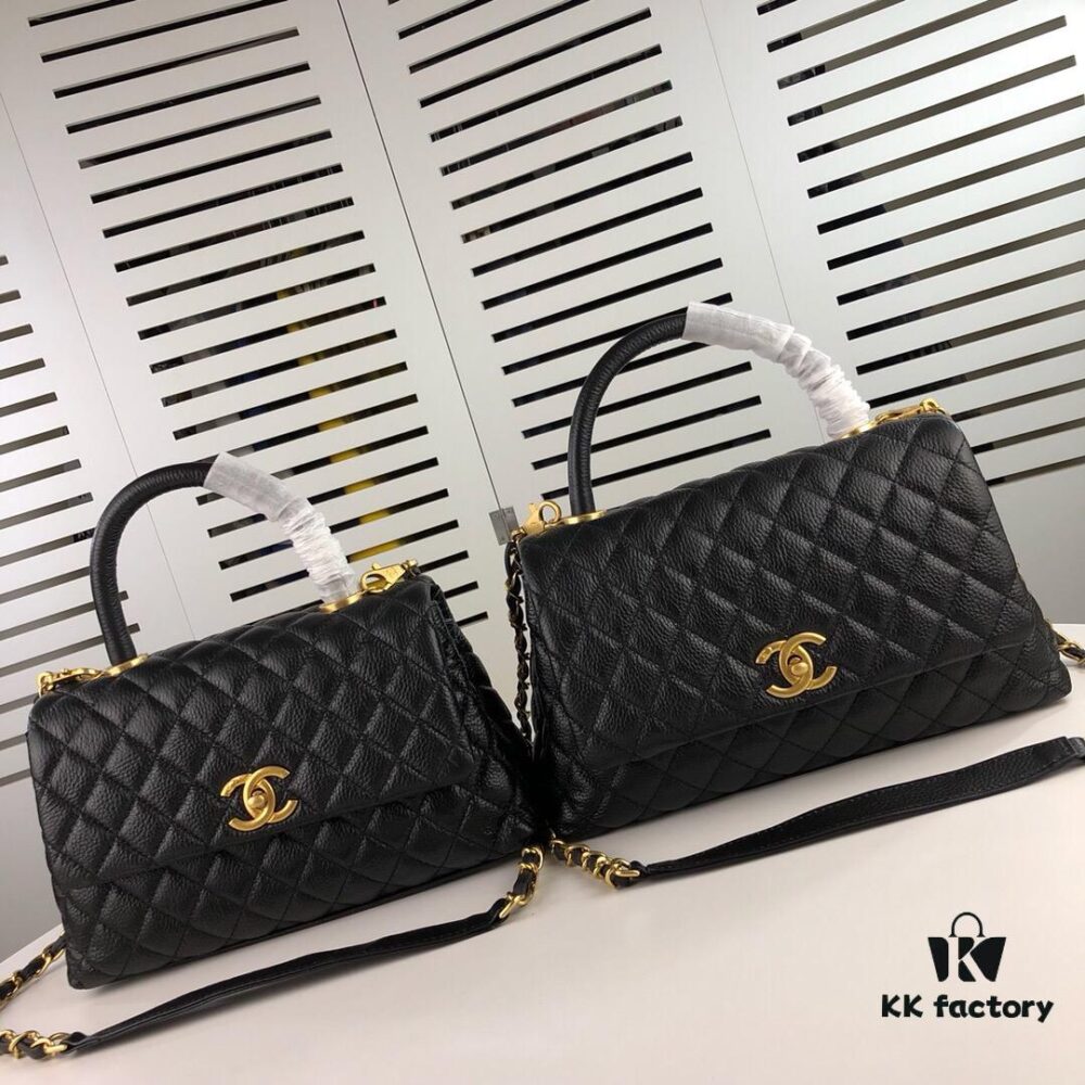 Medium Black Chanel Flap Bag with Unique Design, Dual Carry Tote and Shoulder Style