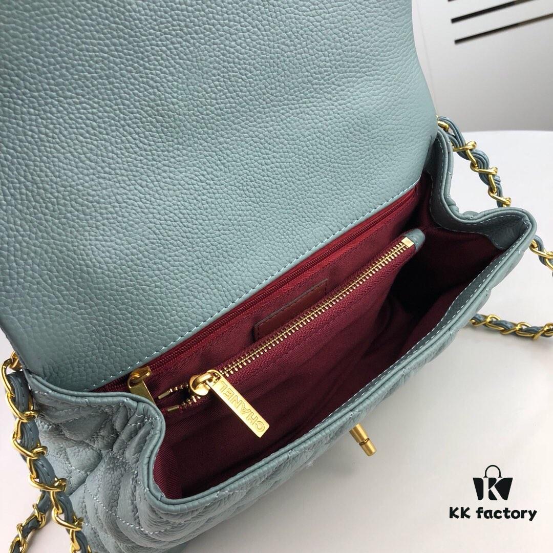 693053b0f09edb6de4c4effd Medium Haze Blue Chanel Bag 💥 Unique Design Flap Shoulder & Top Handle Handbag, Premium Imported Full-Grain Calfskin, Lychee Texture, Upgraded Gold-Tone Hardware, Handcrafted by Master Artisans