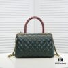 693053b7f09edb6de4c4f007 Emerald Green and Red Chanel-Style Shoulder Bag with Unique Clasp Design – Dual Carry Tote & Crossbody, Exotic Texture with Luxe Gold Hardware
