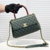 693053b9f09edb6de4c4f00a Emerald Green and Red Chanel-Style Shoulder Bag with Unique Clasp Design – Dual Carry Tote & Crossbody, Exotic Texture with Luxe Gold Hardware