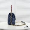 693053bff09edb6de4c4f011 Deep Blue with Red Accents Chanel-Style Flap Bag - Unique Design, Dual Shoulder and Handheld Use