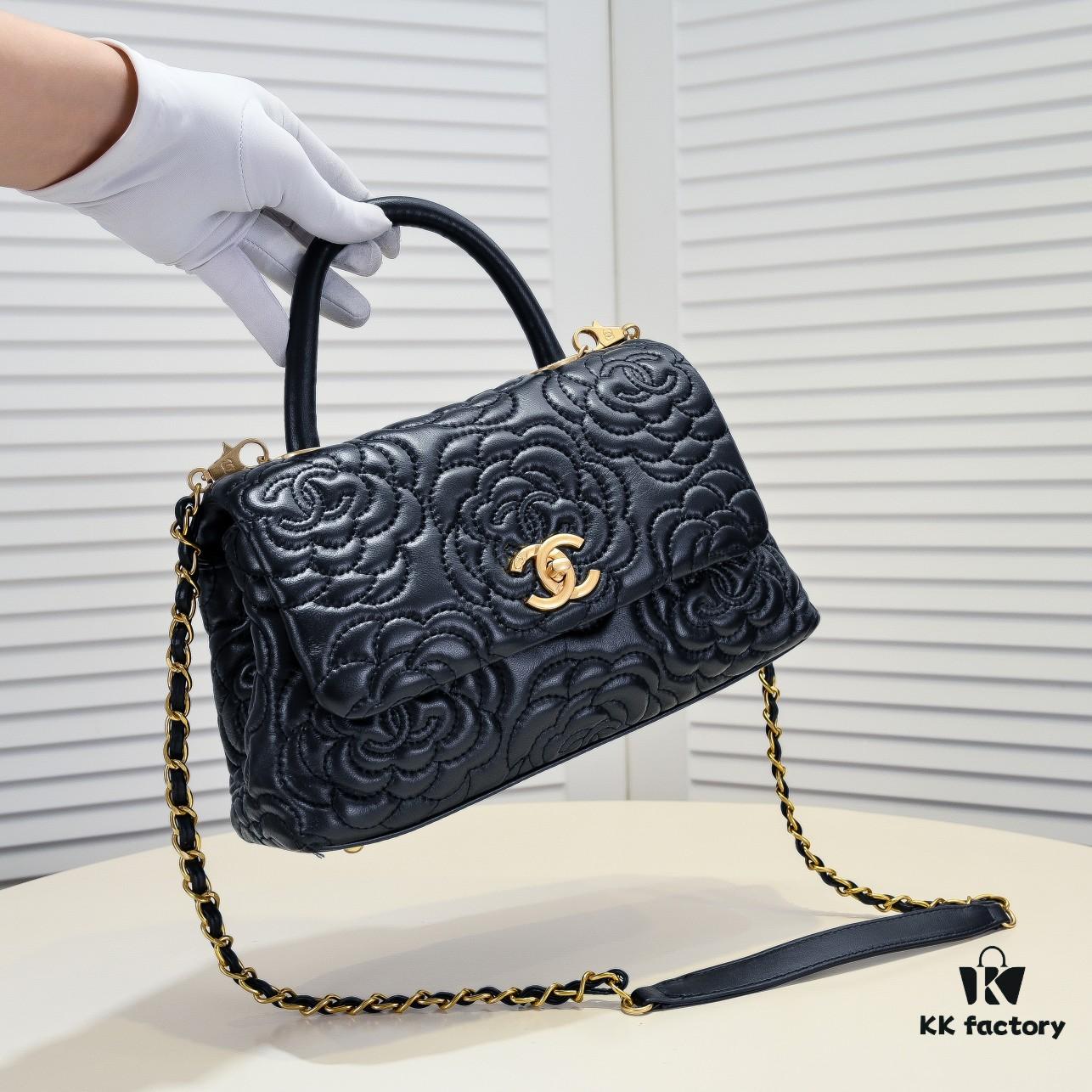 69305416f09edb6de4c4f079 Chanel Unique Design Flap Bag with Chain Strap, Dual Carry (Shoulder & Handheld), Camellia Pattern, Premium Imported Lamb Leather, Upgraded Full Gold-Plated Hardware