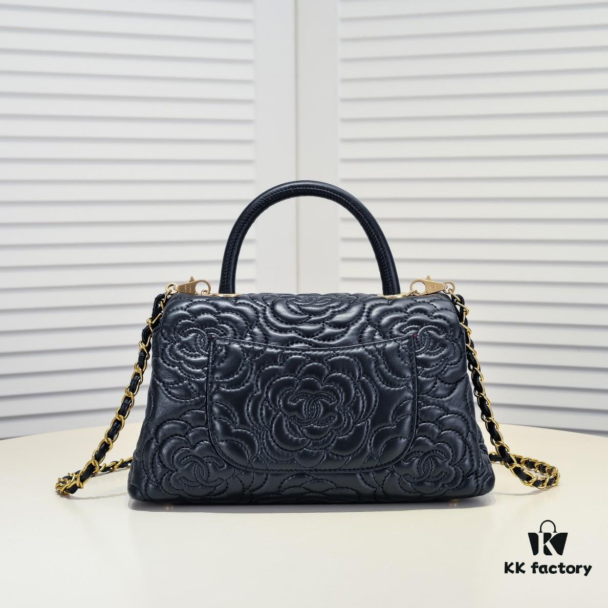 69305417f09edb6de4c4f07b Chanel Unique Design Flap Bag with Chain Strap, Dual Carry (Shoulder & Handheld), Camellia Pattern, Premium Imported Lamb Leather, Upgraded Full Gold-Plated Hardware