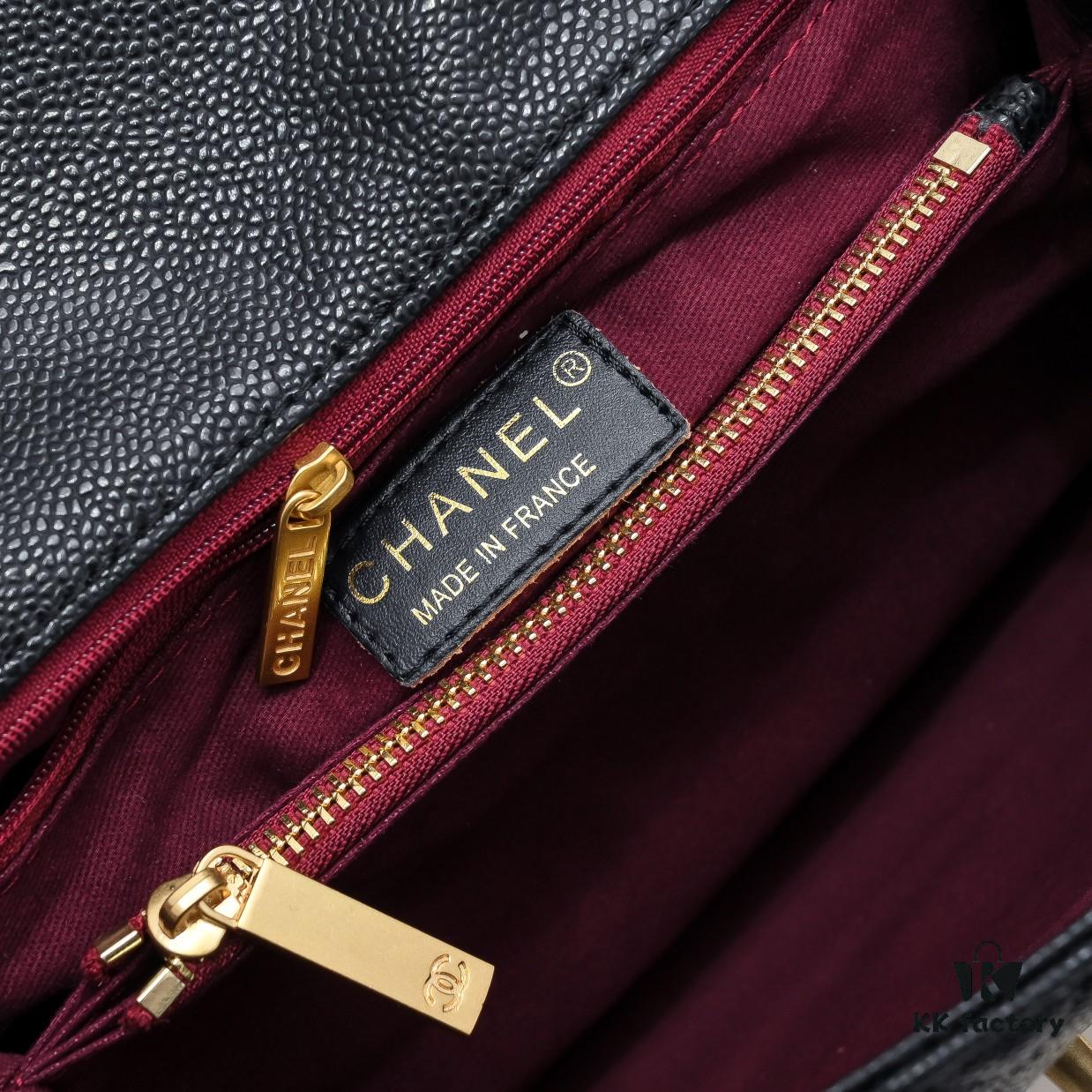 69305421f09edb6de4c4f089 Large Black Chanel Unique Design Flap Bag – Dual Carry Shoulder and Handheld, Premium Top-Layer Imported Calfskin with Quilted Texture, Luxurious Gold-Tone Hardware