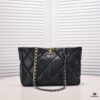 69305433f09edb6de4c4f0a7 Mini CHANEL 22B 19BAG Tote Black Gold Italian First-Class GR Lamb Leather