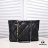 69305442f09edb6de4c4f0c4 Large CHANEL 22B 19BAG Tote Black and Gold Italian GR Grade Lambskin
