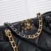 69305442f09edb6de4c4f0c6 Large CHANEL 22B 19BAG Tote Black and Gold Italian GR Grade Lambskin