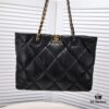 69305442f09edb6de4c4f0c7 Large CHANEL 22B 19BAG Tote Black and Gold Italian GR Grade Lambskin