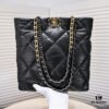 Large AS9088 CHANEL 22B 19BAG Tote Black Gold Italian First-Class GR Lambskin