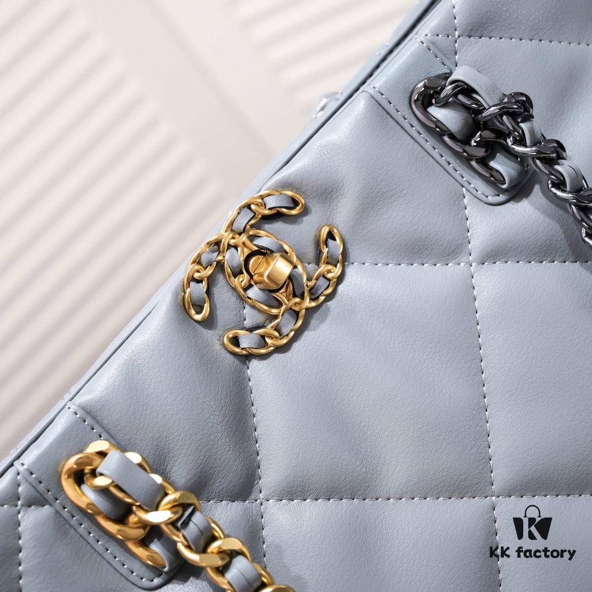 69305458f09edb6de4c4f0e9 Large AS9088 CHANEL 22B 19BAG Tote Black Gold Italian First-Class GR Lambskin