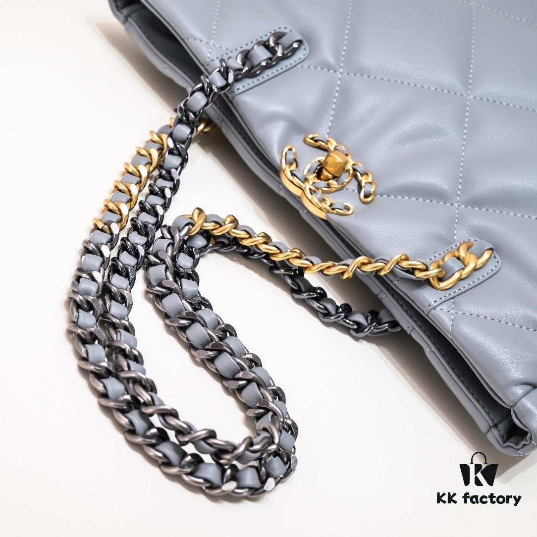 69305459f09edb6de4c4f0ea Large AS9088 CHANEL 22B 19BAG Tote Black Gold Italian First-Class GR Lambskin