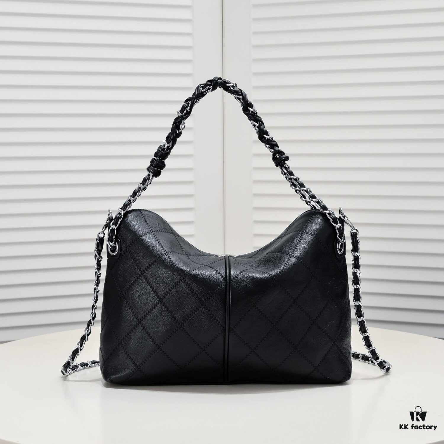 Vintage Chanel Black and Silver Shoulder Tote