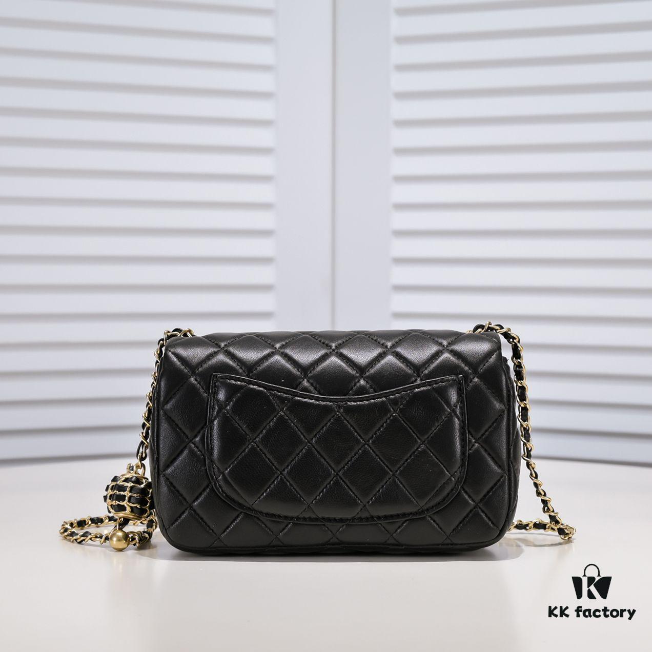 693054a2f09edb6de4c4f140 Chanel Hot-Selling Metal CF Mini Flap Bag with Hollow Woven Rope and Gold Ball Detail