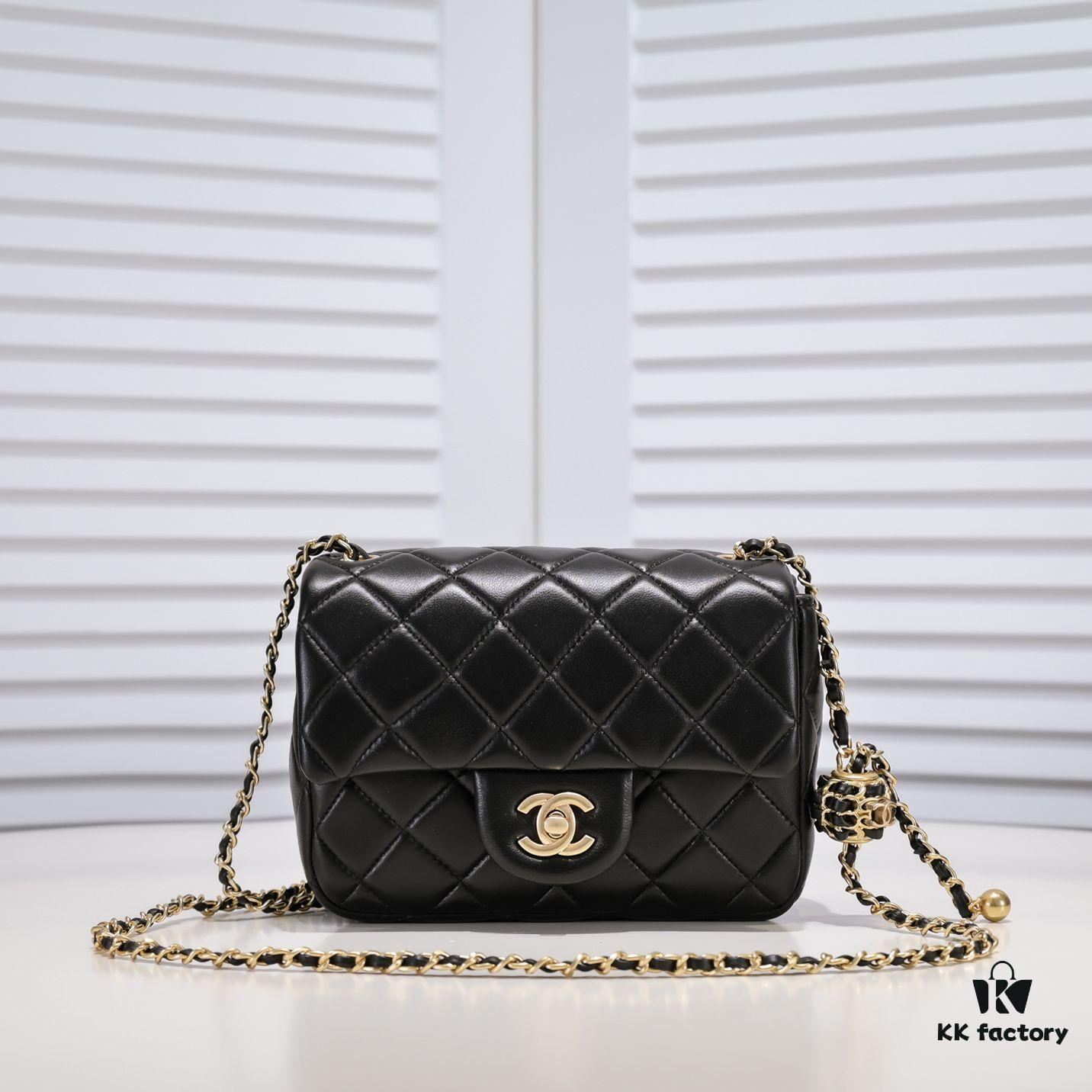 693054a7f09edb6de4c4f146 Chanel Hot-Selling Metal CF Mini Flap Bag with Hollow Woven Rope and Gold Ball Detail