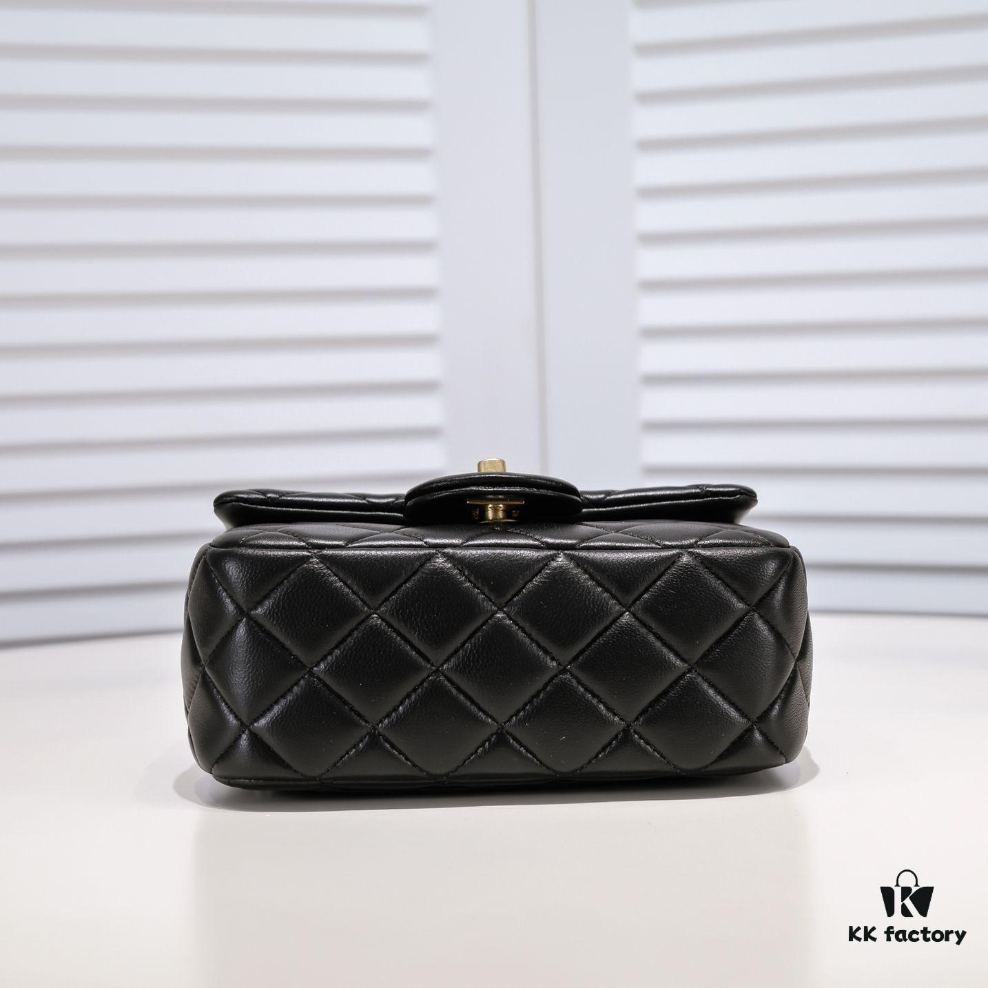 693054a9f09edb6de4c4f147 Chanel Hot-Selling Metal CF Mini Flap Bag with Hollow Woven Rope and Gold Ball Detail
