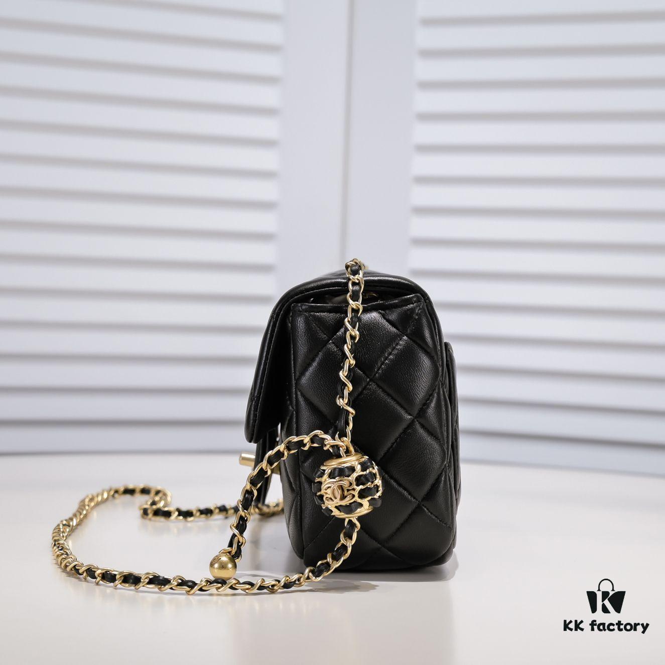 693054aaf09edb6de4c4f149 Chanel Hot-Selling Metal CF Mini Flap Bag with Hollow Woven Rope and Gold Ball Detail