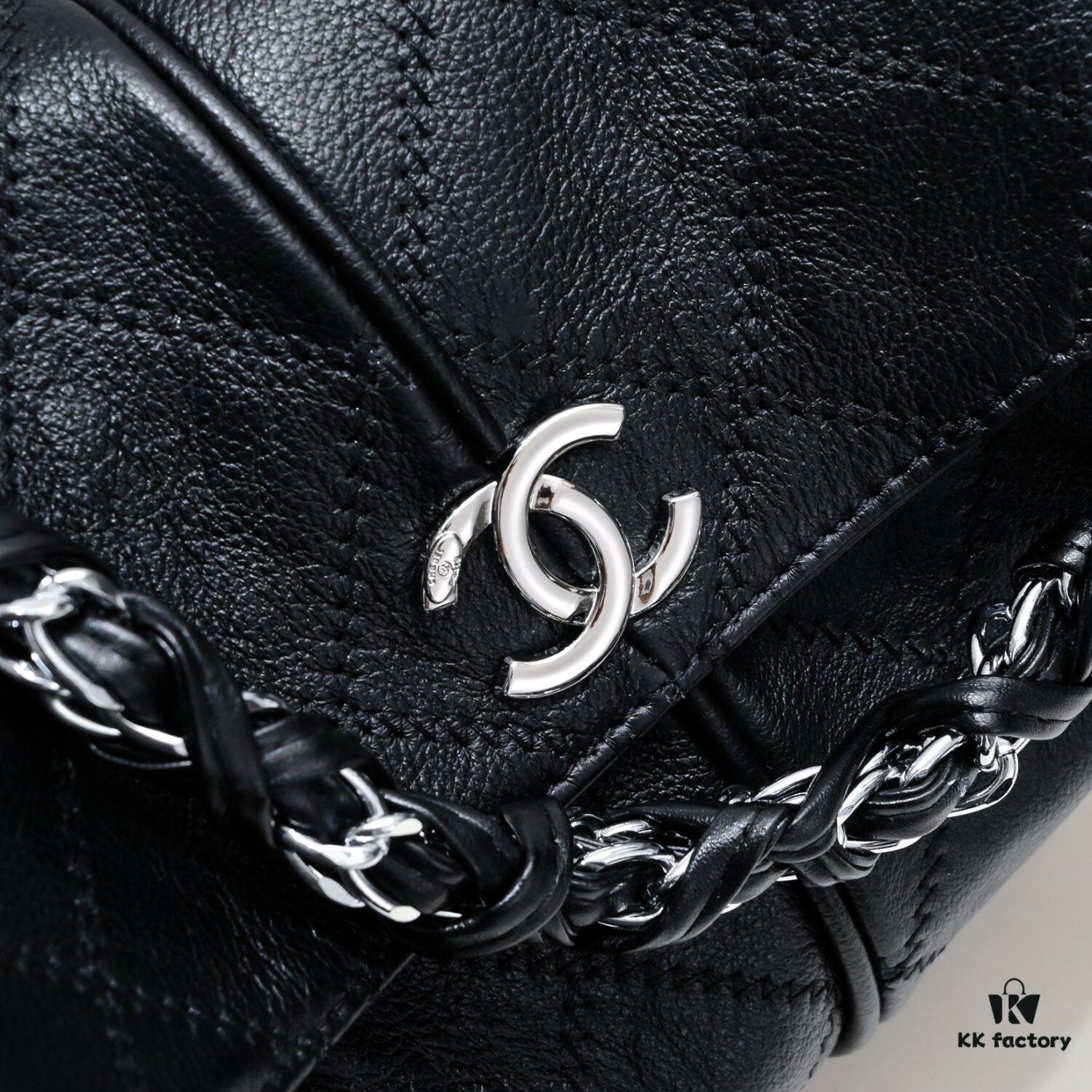 Vintage Chanel Black and Silver Shoulder Tote