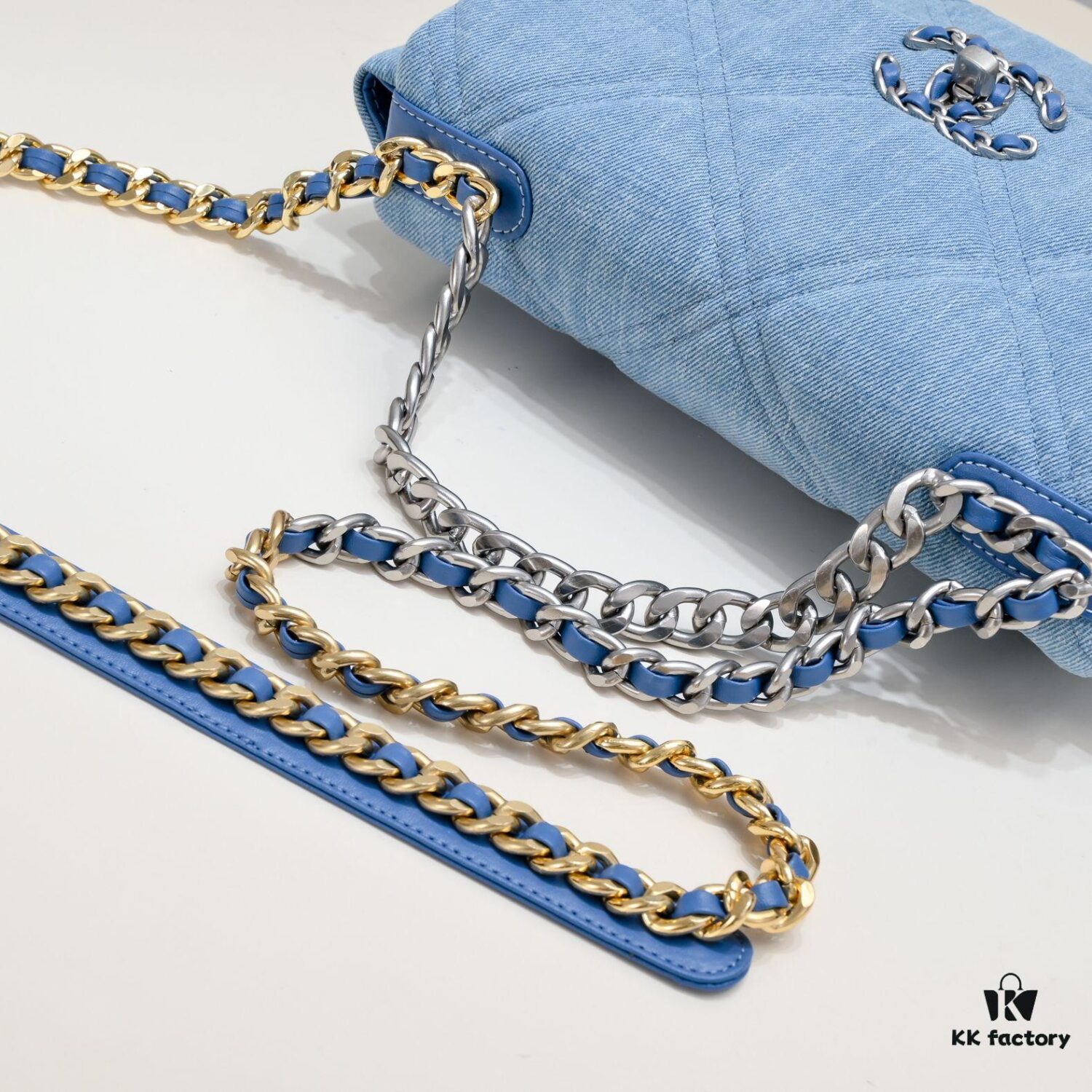 693055c6f09edb6de4c4f2f1 Chanel 22p Spring-Summer Collection New 19Bag Denim Light Blue Sand Silver Hardware