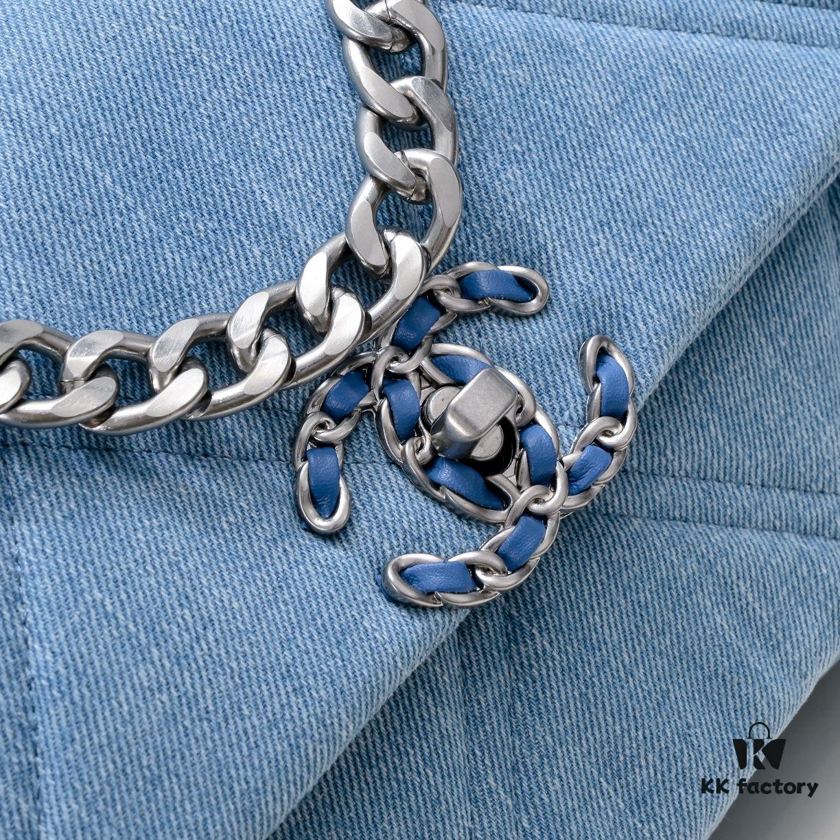 693055c6f09edb6de4c4f2f2 Chanel 22p Spring-Summer Collection New 19Bag Denim Light Blue Sand Silver Hardware