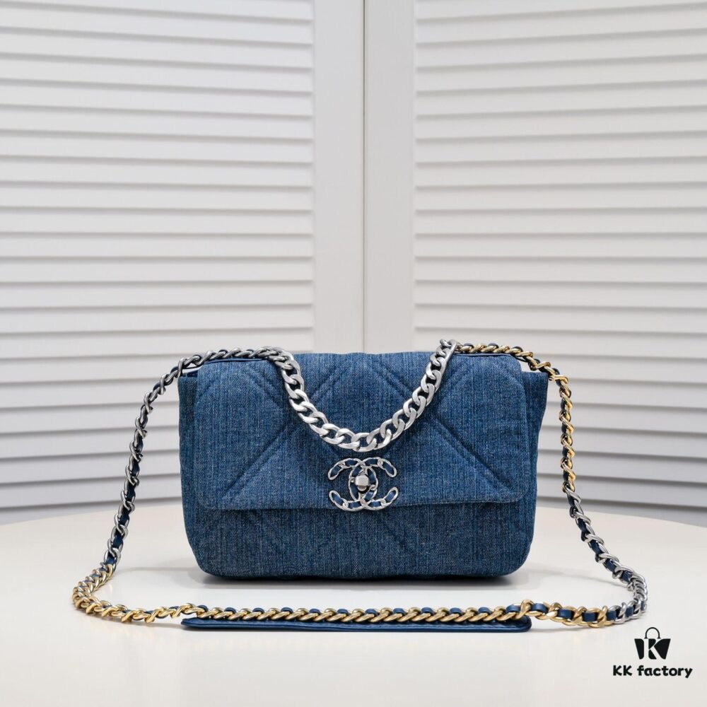 693055c8f09edb6de4c4f2f5 Chanel 22p Spring-Summer Collection Denim Bag in Light Blue with Silver-Tone Hardware