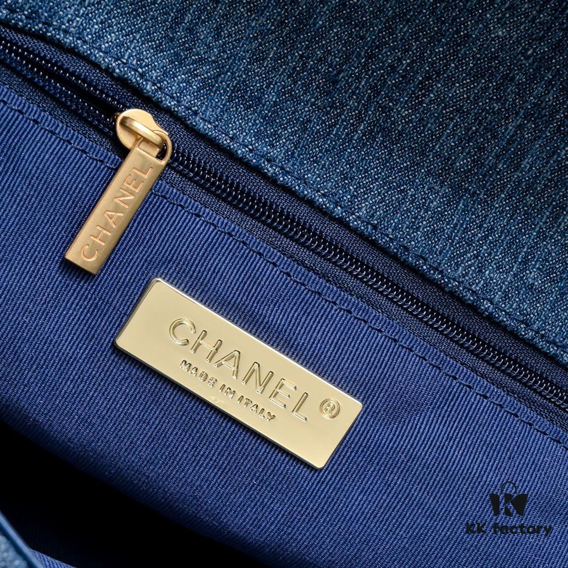 693055cef09edb6de4c4f2fc Chanel 22p Spring-Summer Collection Denim Bag in Light Blue with Silver-Tone Hardware