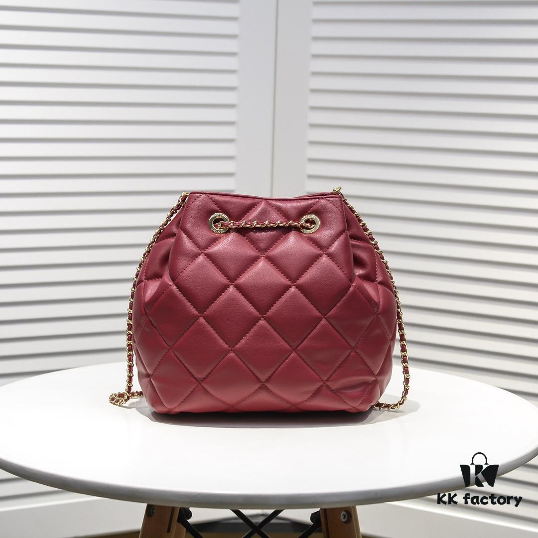 693055fef09edb6de4c4f34a Large CHANEL 2020 New Arrival Double C Chain Drawstring Mini Bucket Bag