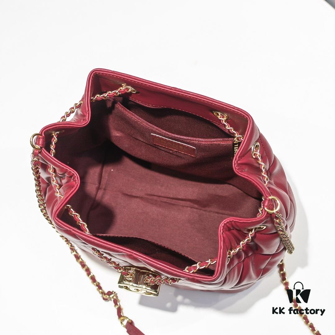 693055fff09edb6de4c4f34b Large CHANEL 2020 New Arrival Double C Chain Drawstring Mini Bucket Bag