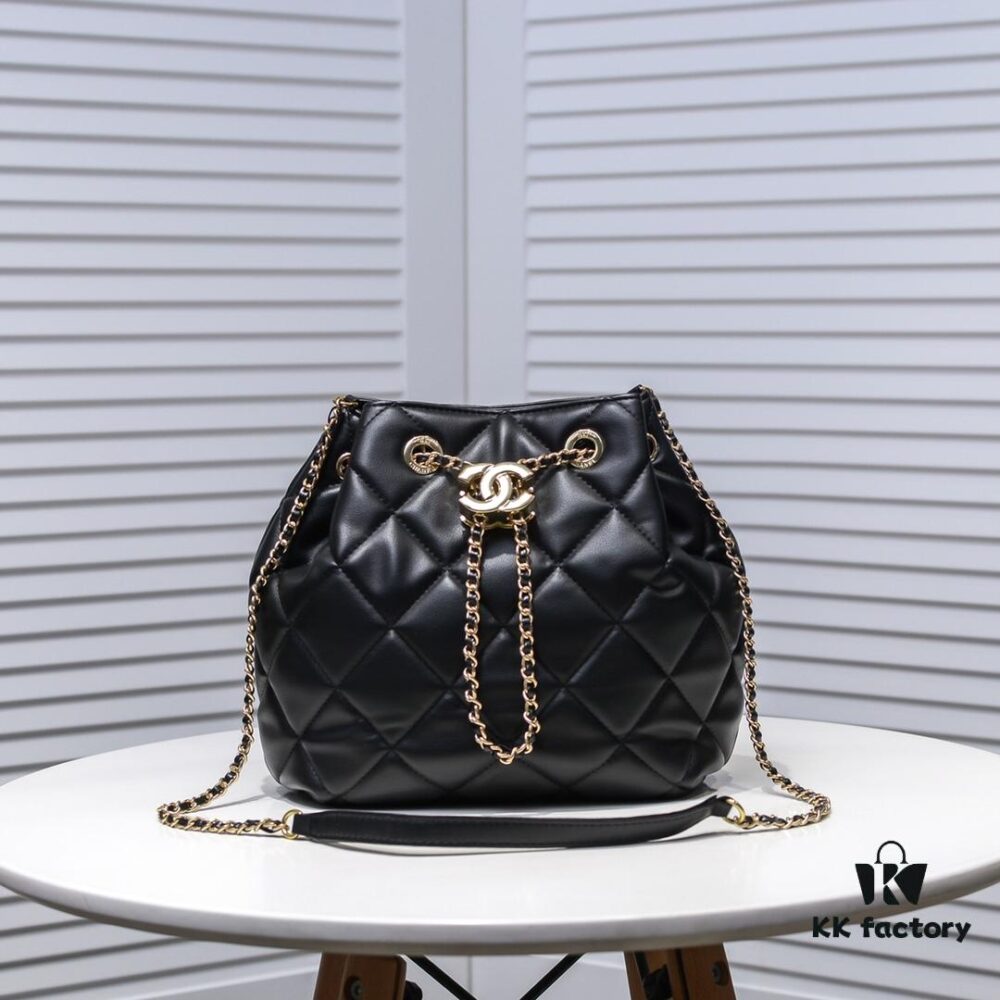 69305600f09edb6de4c4f34d Large CHANEL 2020 New Arrival Double C Chain Drawstring Mini Bucket Bag
