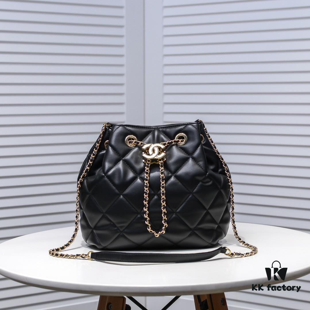 69305600f09edb6de4c4f34d Large CHANEL 2020 New Arrival Double C Chain Drawstring Mini Bucket Bag