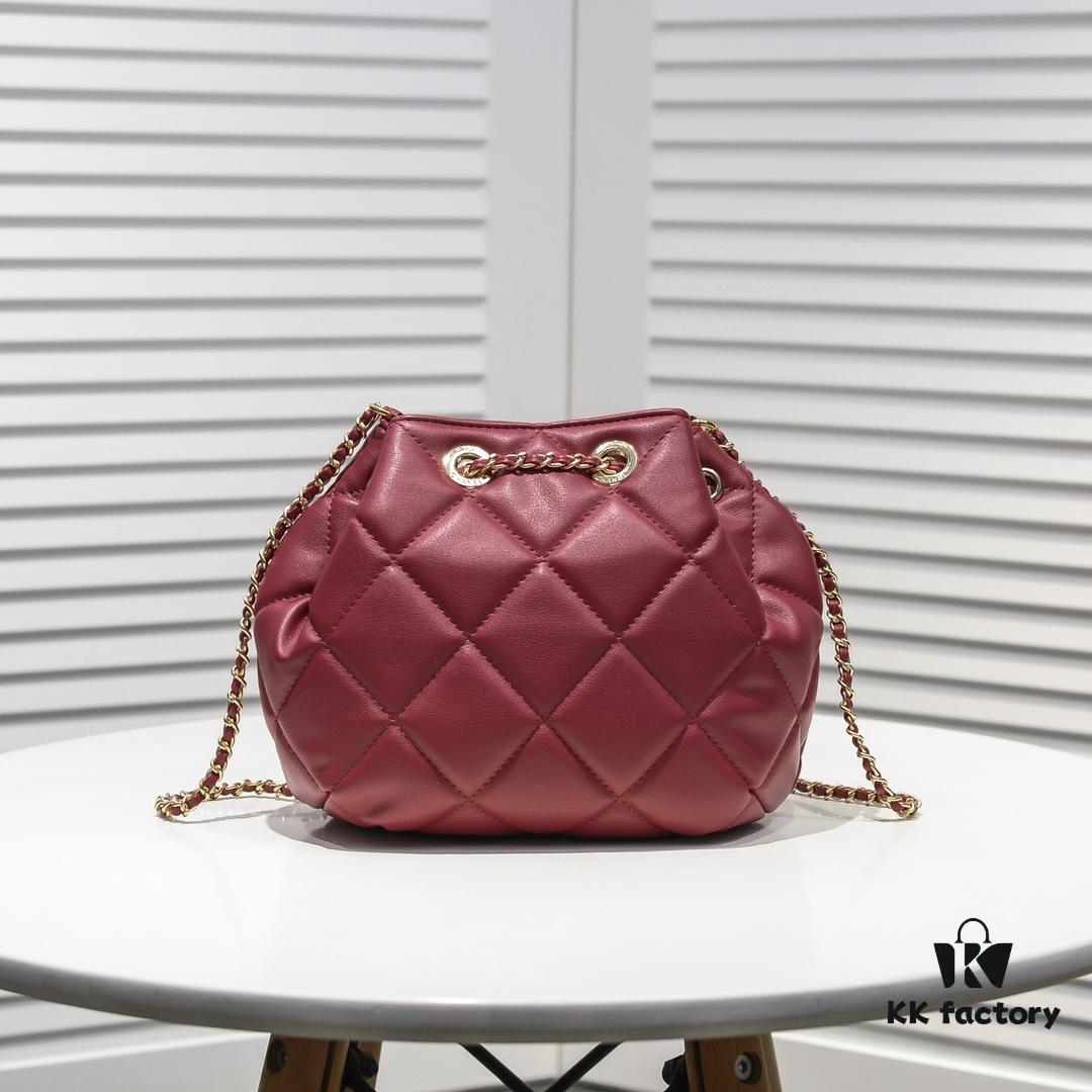 CHANEL Small 2020 New Double C Chain Drawstring Mini Bucket Bag
