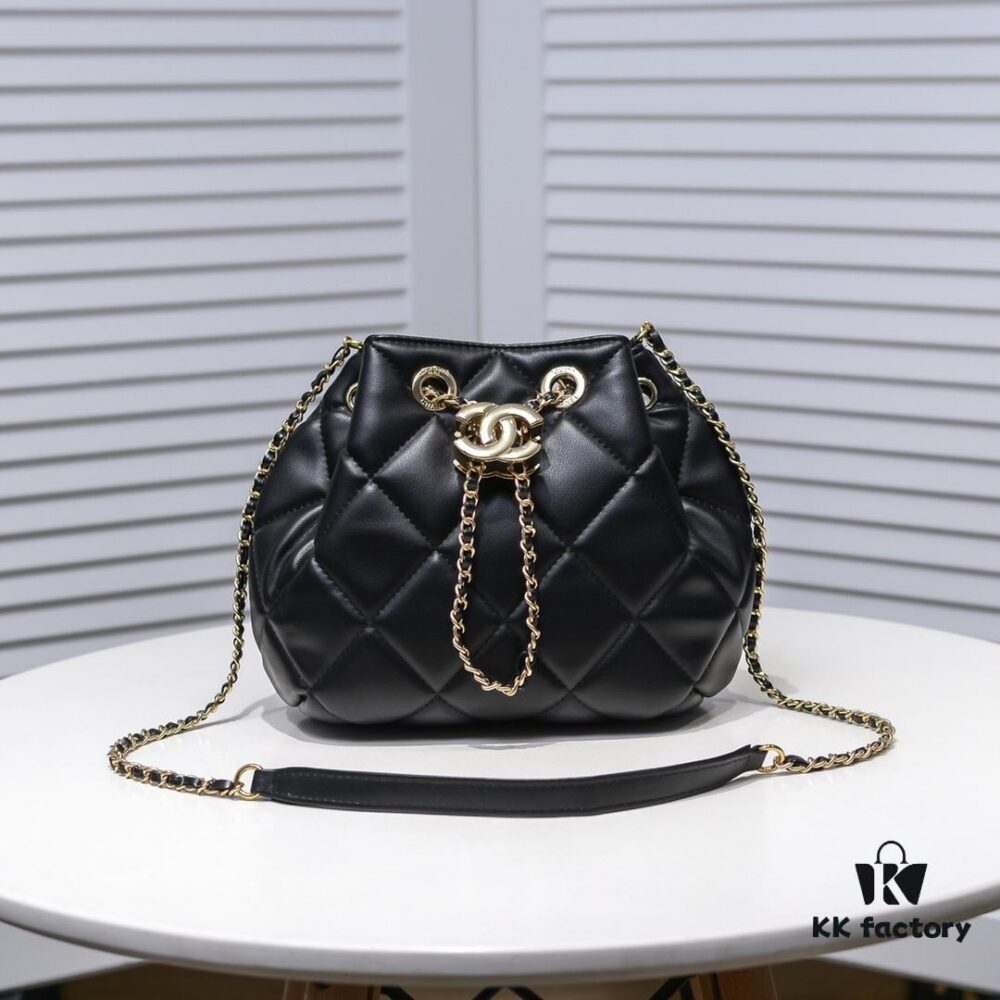 6930560af09edb6de4c4f35e Small CHANEL: 2020 New Arrival Double C Chain Drawstring Mini Bucket Bag