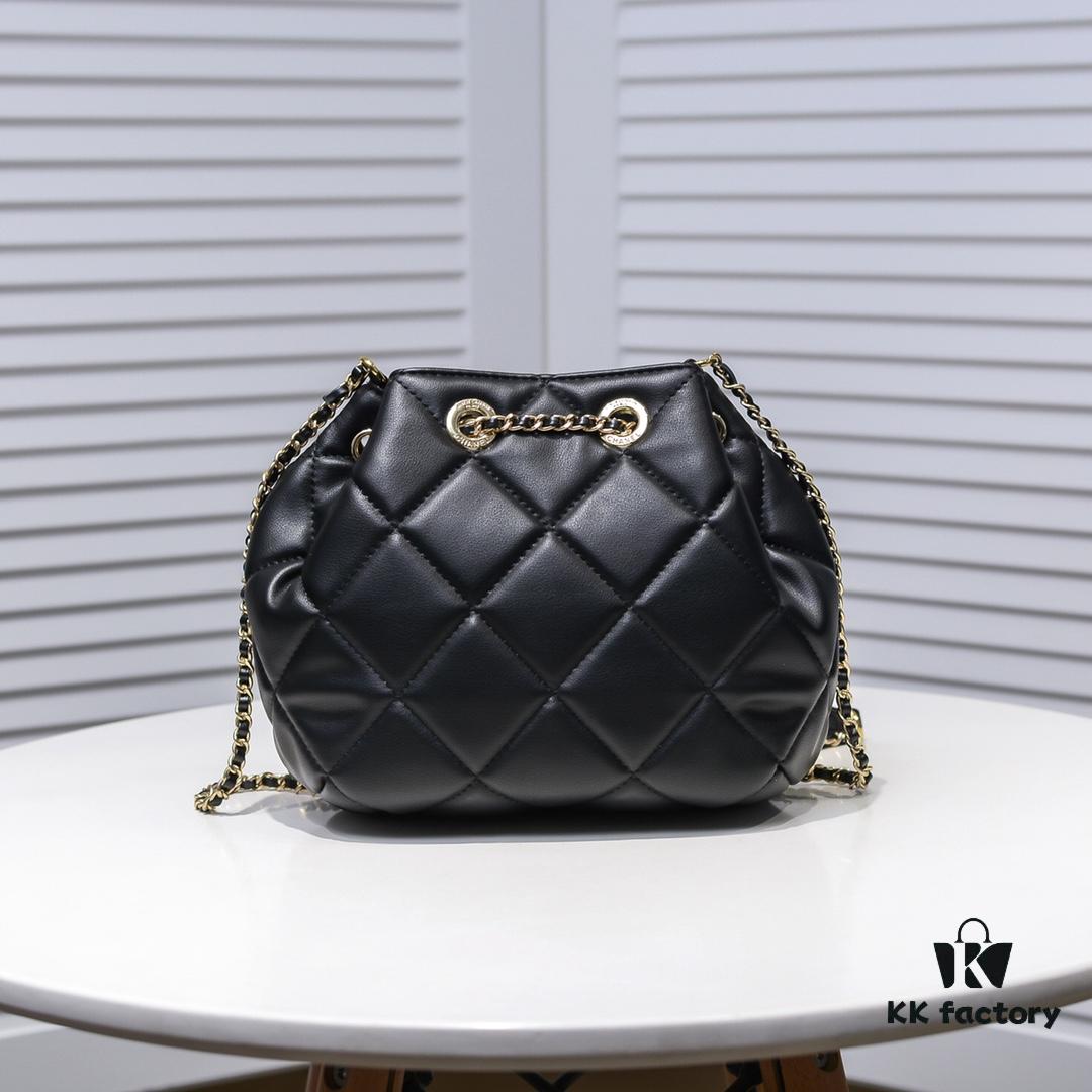 Small CHANEL: 2020 New Arrival Double C Chain Drawstring Mini Bucket Bag