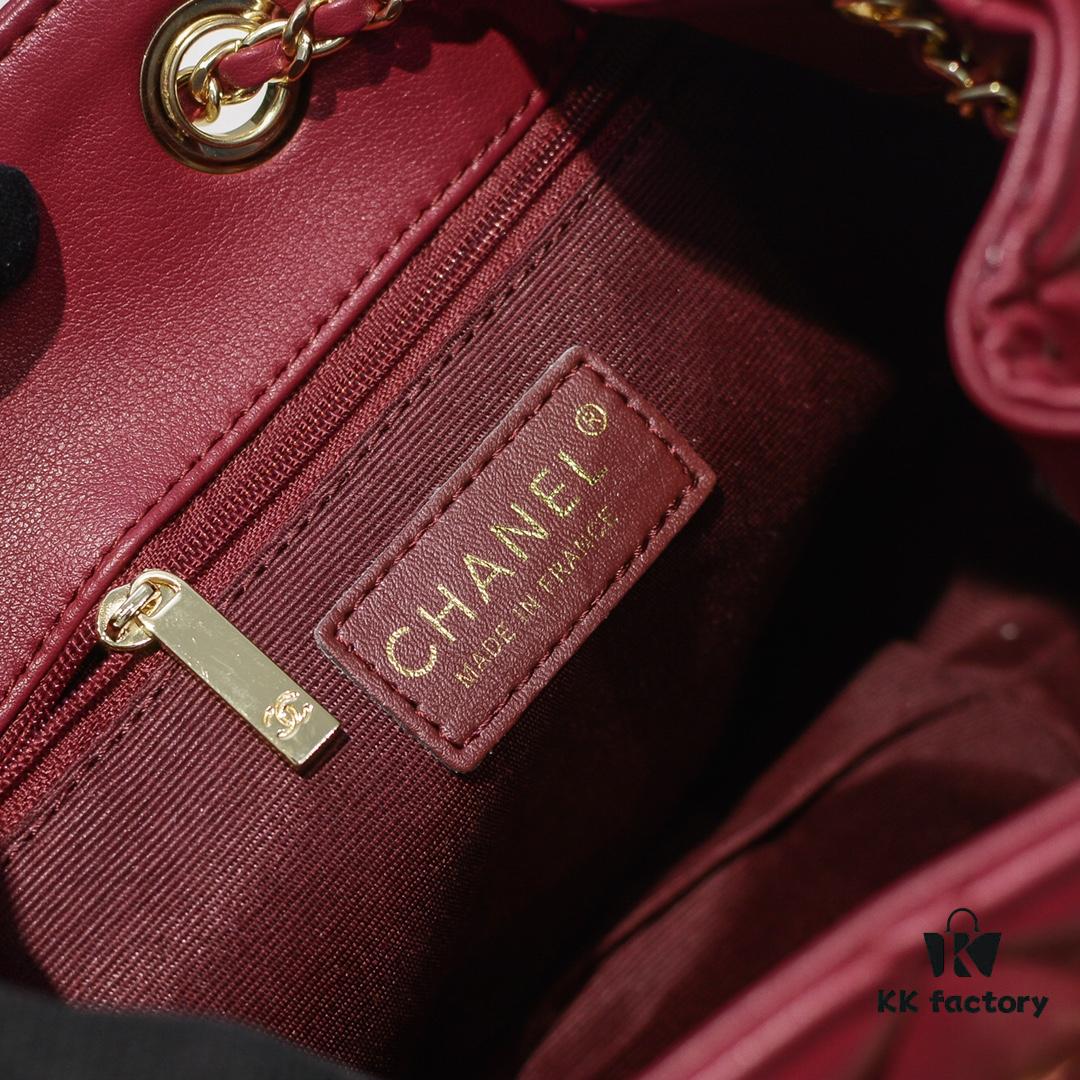 CHANEL Small 2020 New Double C Chain Drawstring Mini Bucket Bag