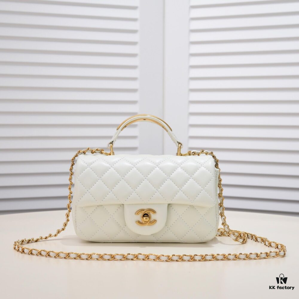 6930561cf09edb6de4c4f37d Chanel 22B Latest Mini CF Handle with Hardware Accents, New AS2431 Classic Quilted Flap Bag