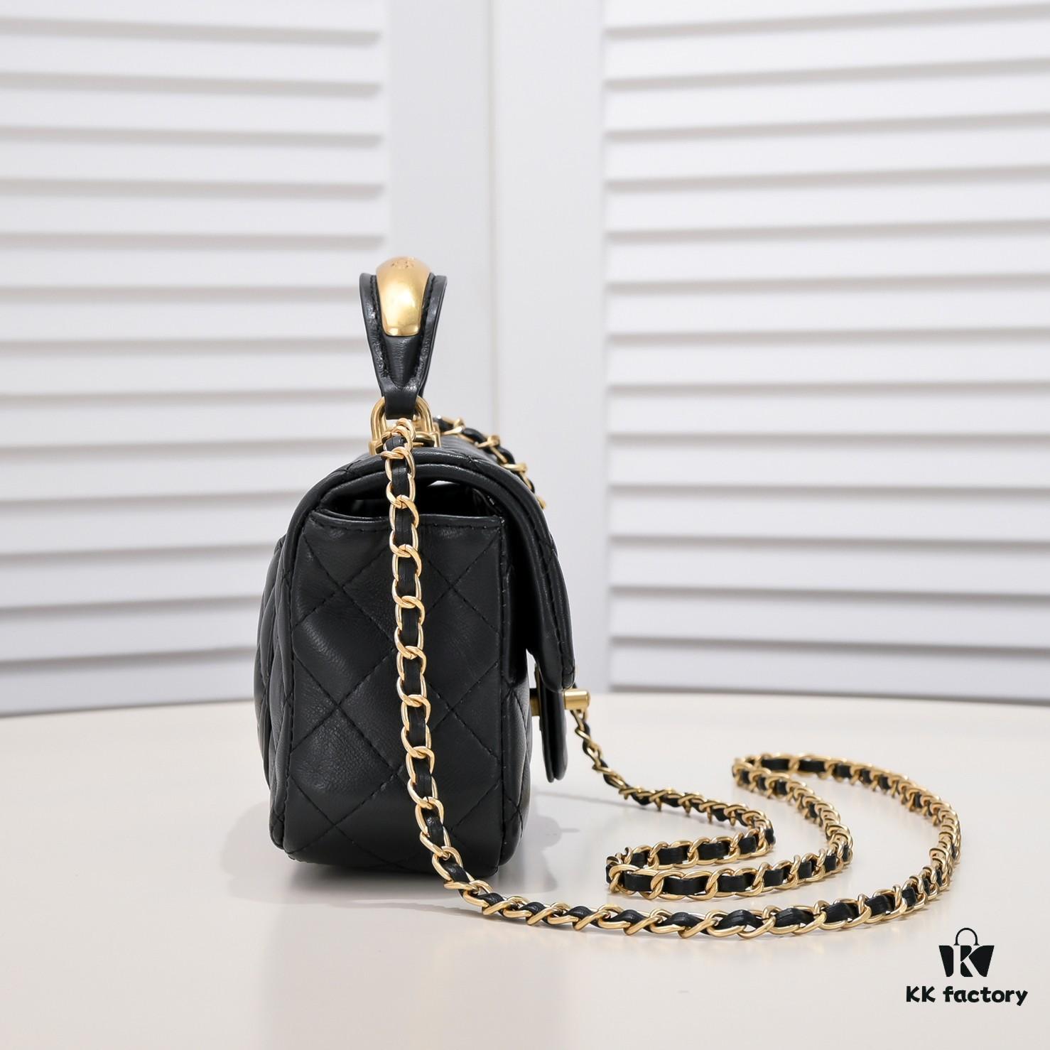 6930561ff09edb6de4c4f382 Chanel 22B Latest Mini CF Handle with Hardware Accents, New AS2431 Classic Quilted Flap Bag