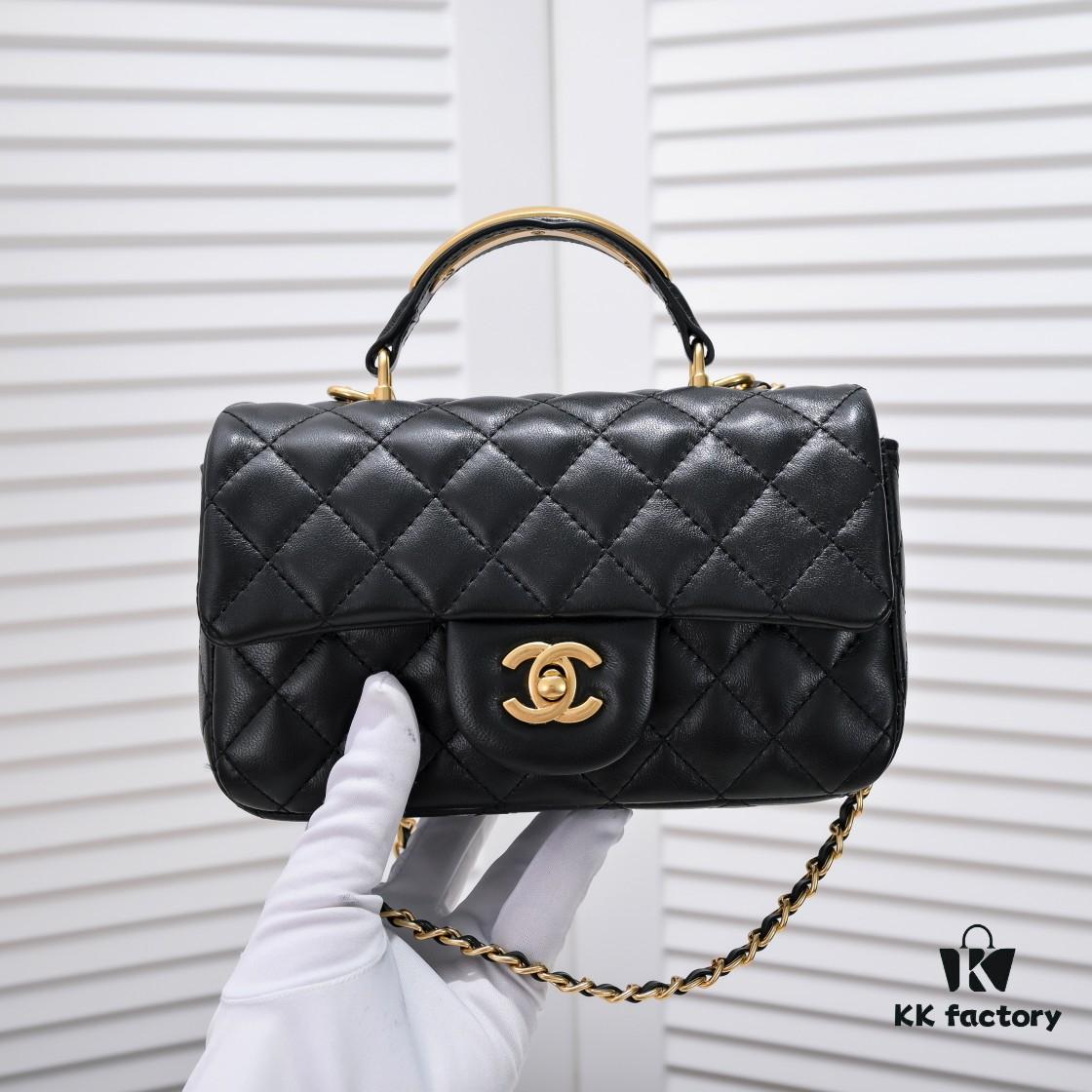 69305620f09edb6de4c4f384 Chanel 22B Latest Mini CF Handle with Hardware Accents, New AS2431 Classic Quilted Flap Bag